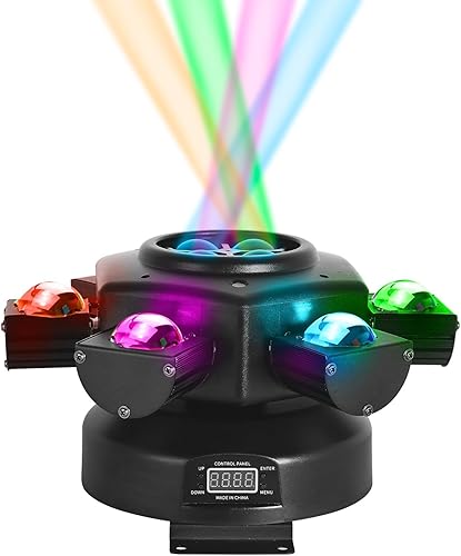 MOKA SFX Luz de DJ de cabeza móvil de 150 W, RGBW, luz de fiesta, luz de escenario con DMX512 y activado por sonido con 6 brazos de luz para fiesta,