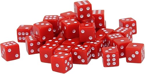 Dados cuadrados rojos en esquinas, paquete de 100