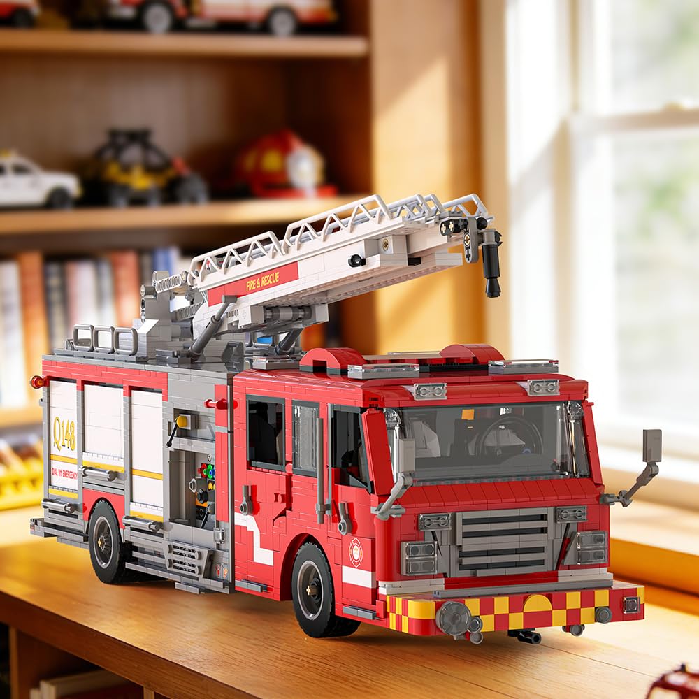 39134 US-Feuerwehrwagen Hoch Wasserturm Bausteinsatz, 3033 Stück Feuerwehr Rettungsfahrzeug Baublock Modell Sets, Erwachsene Kreative Enthusiasten Modell Geschenke und Einzigartige Sammlerstücke