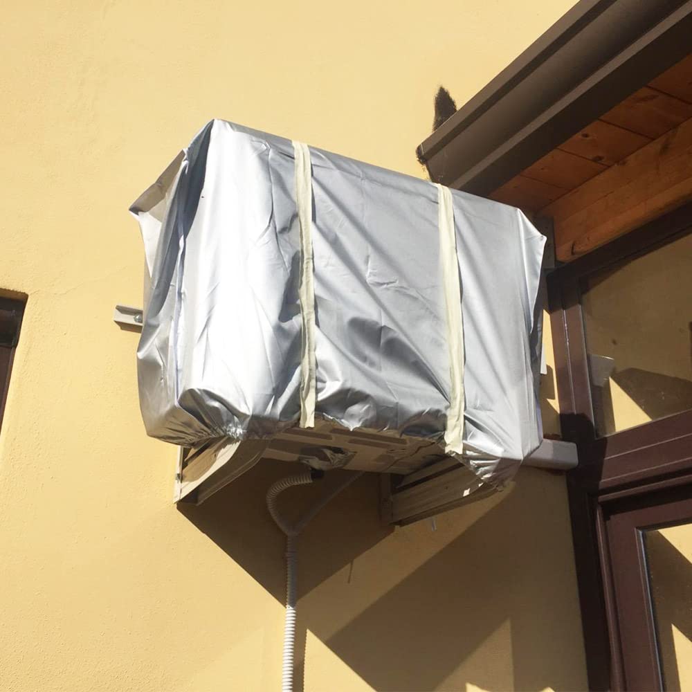 Coperchio del Climatizzatore, Copertura del Condizionatore D'aria, Copertura Condizionatore Esterno, Outdoor condizionatore d' aria copertura impermeabile, Impermeabile (D'argento) (94*40*73CM)