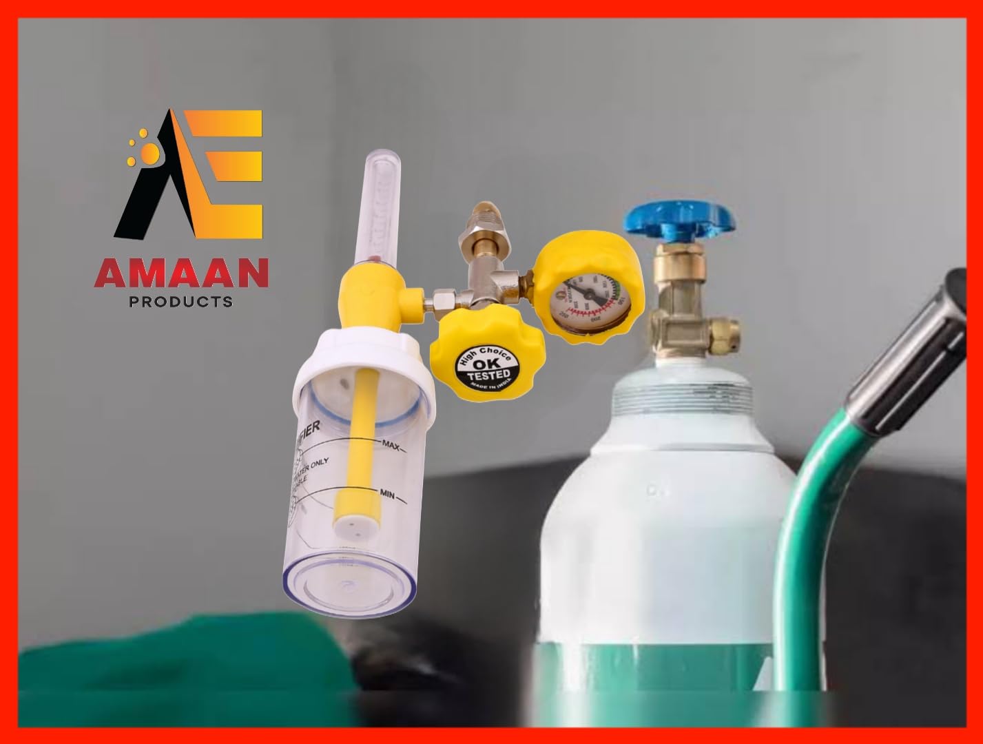 Amaan Oxygen Flow Meter With Humidifier Bottle || Flowmeter For Oxygen Cylinder Humidifier Bottle o2 Regulator || Oxygen Flow Meter With Fine Adjustment Valve - Image 4 thumbnail