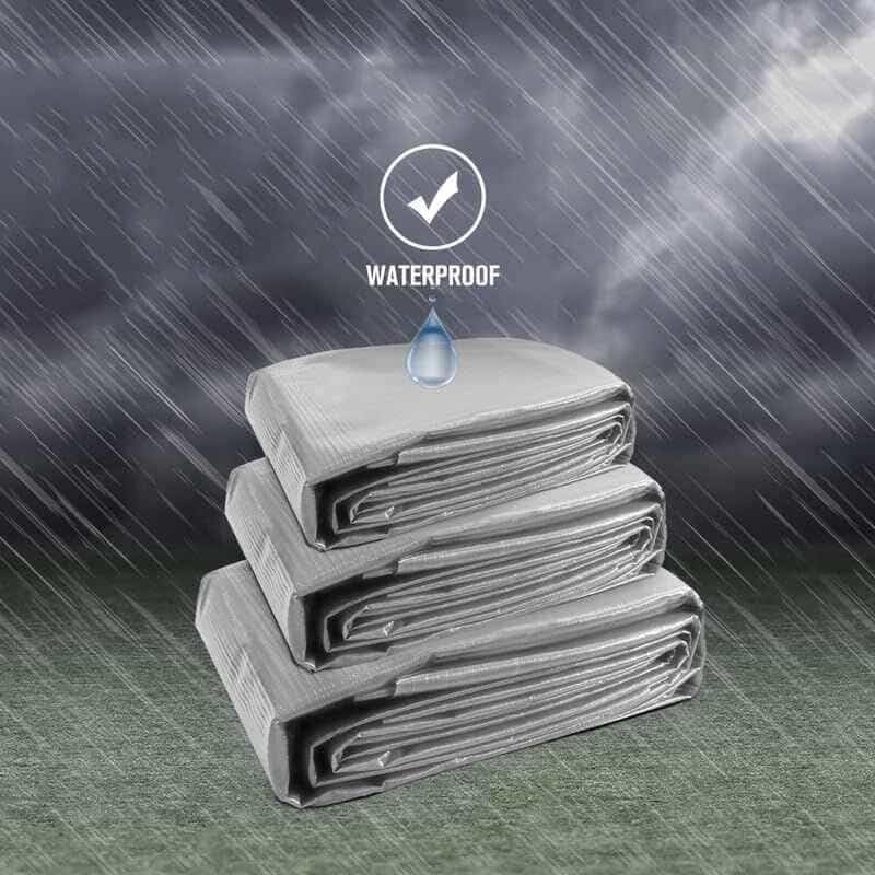 Image of TUFFPAULIN 15FT X 12FT 70 GSM Silver Extra Strong Virgin Tarpaulin Tirpal Tadpatri Tharpai Thadika Mulching Sheet, UV Resistant Eyelets, 100% Waterproof, 6 Layer 3D Rib Technology