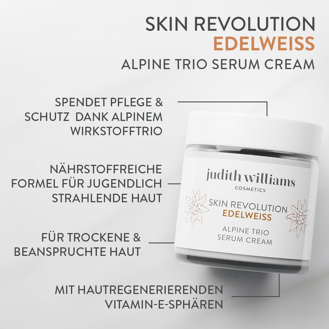 Judith Williams Cosmetics Edelweiss Set Creme, Reinigung & Toner, 3-tlg. | 3-tlg., gerötete & gereizte Haut, gegen Kollagenabbau, gegen Pigmentflecken, spendet Feuchtigkeit, Skin Revolution Edelweiss