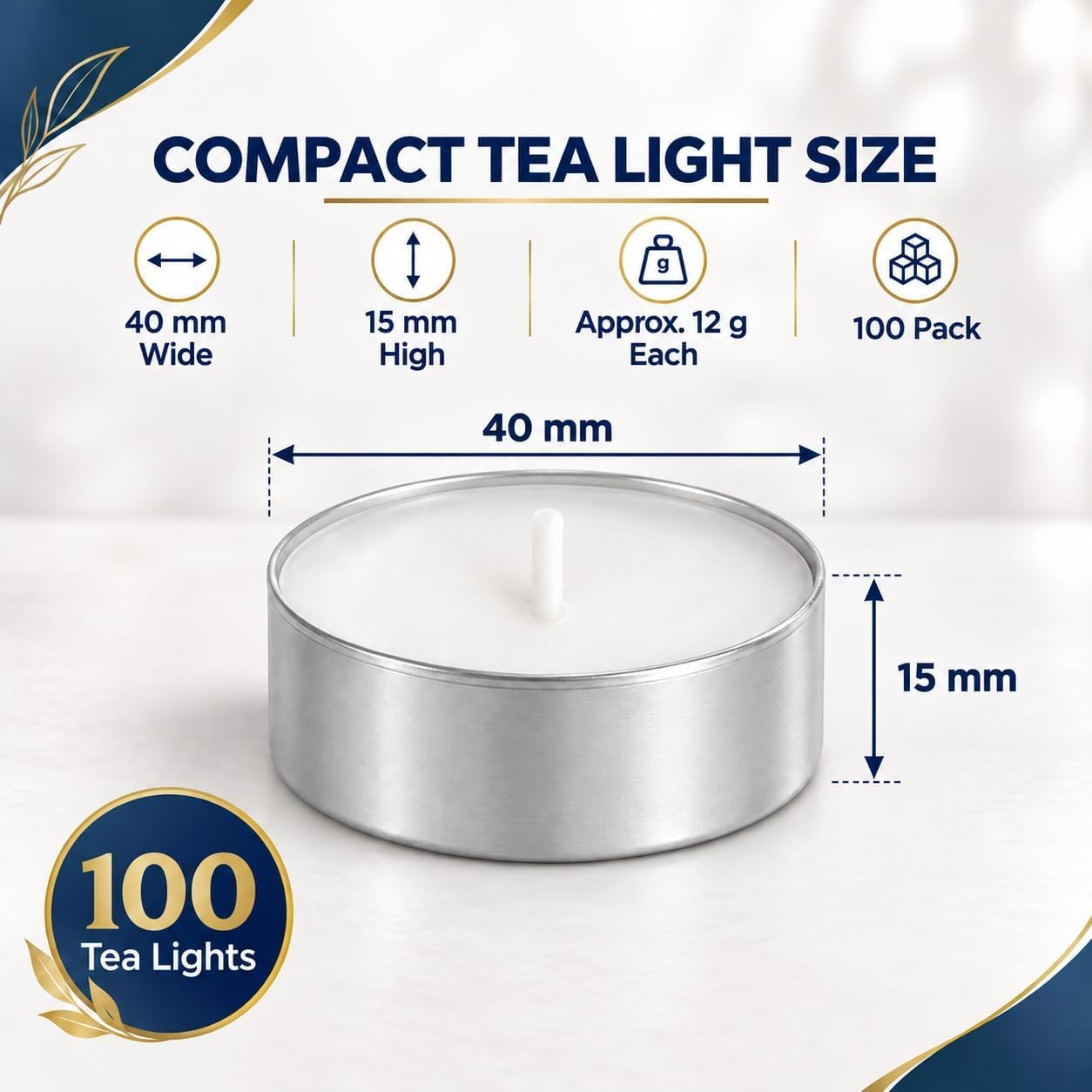 1ABOVE Tea Lights - 100 Pack, 4 Hour Burn -2