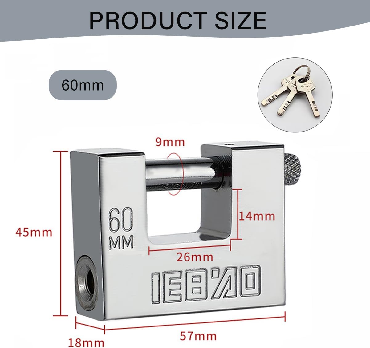 Heavy Duty Lock with 3 Keys for Outdoor Use, Ideal Storage Unit for Shipping Container (Anual Grinding), Anti Pick, Weatherproof, Secure Outdoor Lock for Shed, Storage Unit, Gate, Fence (60mm)