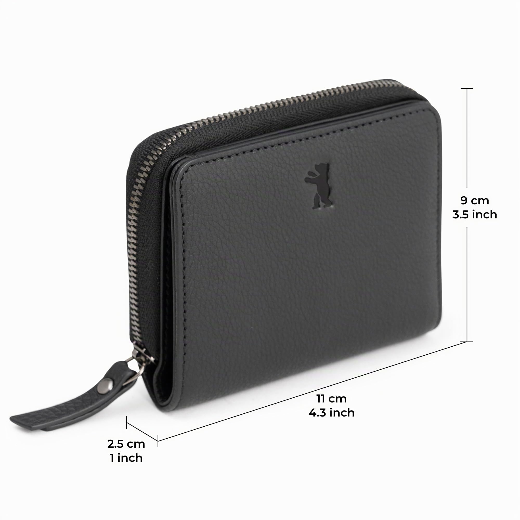 Berliner Bags Portafoglio Donna Sara in Vera Pelle, Compatto con Zip e Portamonete, Protezione RFID, 8 Carte – Nero