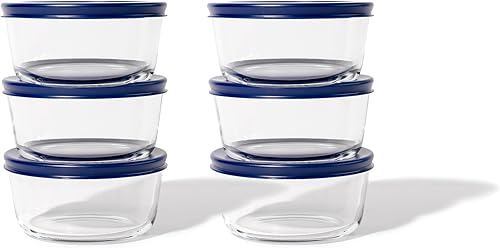 Miniatura 5 de DURA LIVING Juego de 12 recipientes de vidrio para almacenamiento de alimentos (6 recipientes + 6 tapas sin BPA), 2 tazas, a prueba de fugas, aptos