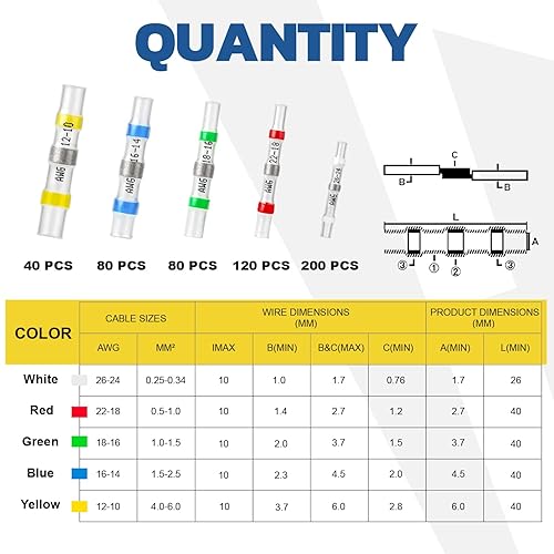 Miniatura 5 de haisstronica - Kit de 520 conectores para cable, terminales de conectores eléctricos impermeables para embarcaciones, electricidad, electrónica y