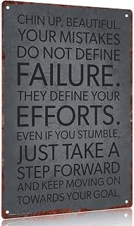 XMXFC Aluminum Decorative Sign 12x8inch Chin Up Beautiful Mistakes Define Failure Wall Art Poster Home Office Decor
