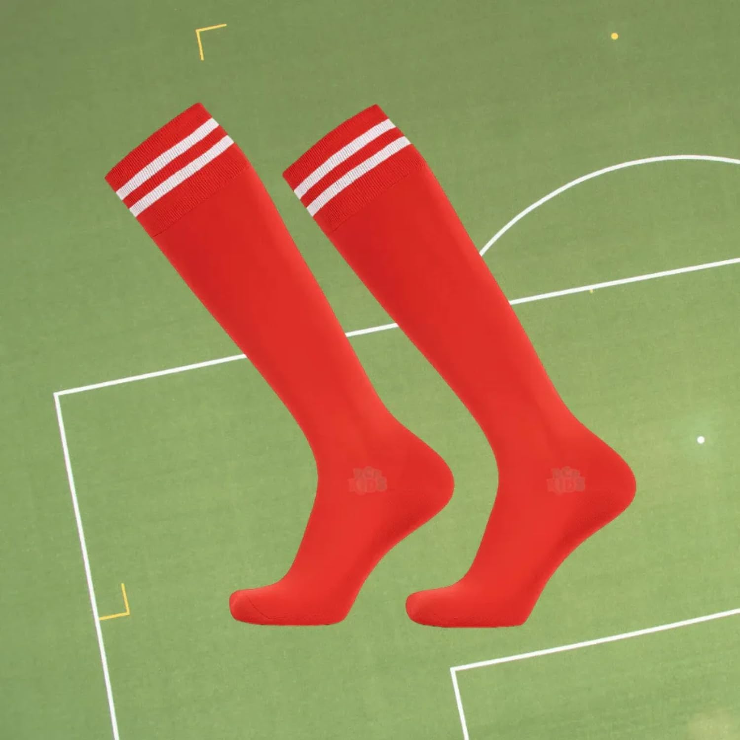 Kit 3 Pares Meião Infantil para Futebol Cores Sortidas Listras Duplas Kit 3 Pares Meião Infantil para Futebol Cores Sortidas Listras Duplas