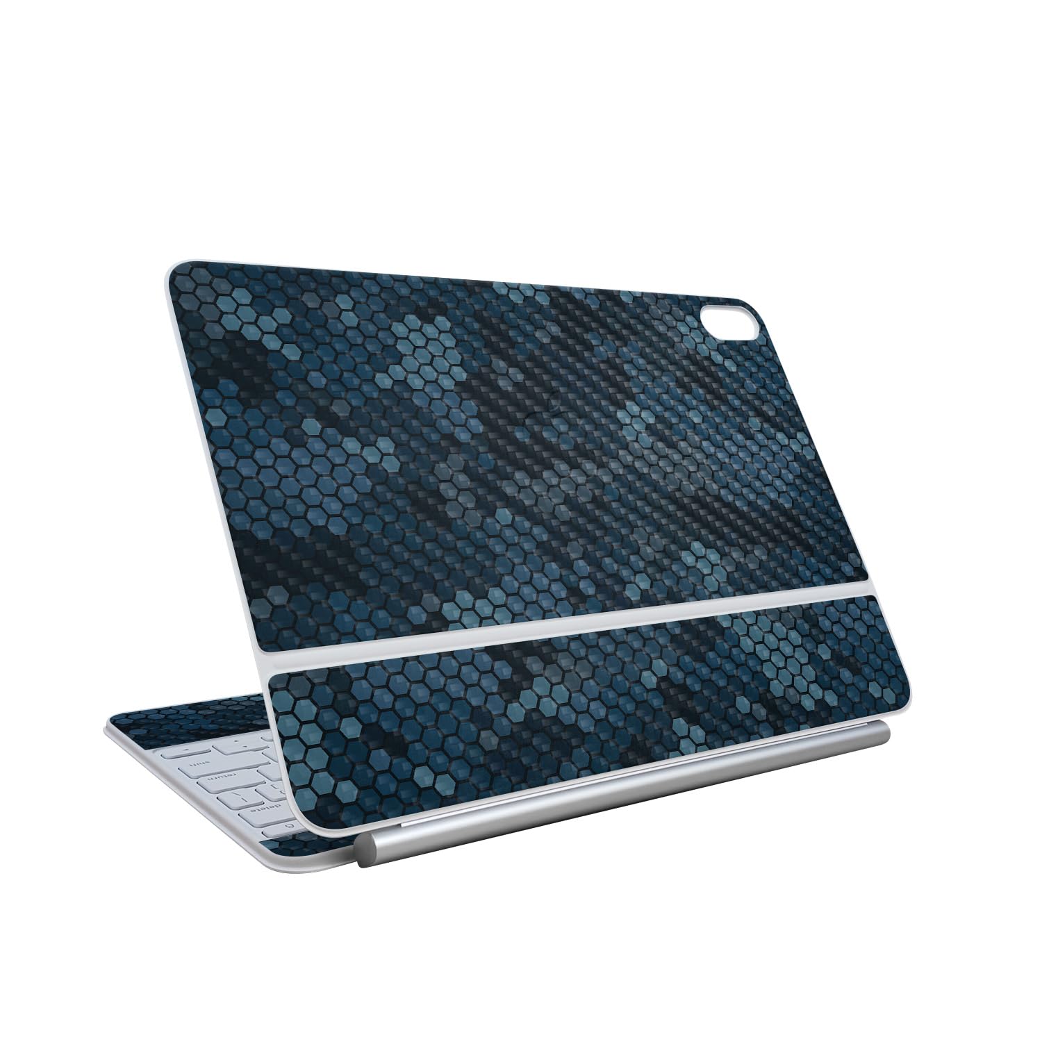 Carbon Fiber Skin Compatible with Apple Magic Keyboard for iPad Air 13-inch (M3) 2025 - Blue Hexa Camo - Premium 3M Vinyl Protective Wrap Decal Cover - Easy to Apply | Made in The USA by MightySkins