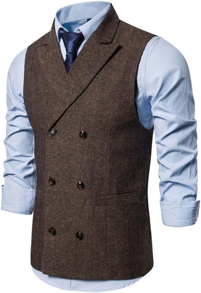 Men's Business Wedding Vest Formal Breathing Suit Lapel