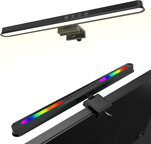 HomeBeyond Barra de luz para monitor, lámpara LED USB para pantallas curvasplanas, lámpara de escritorio regulable para el cuidado de los ojos con