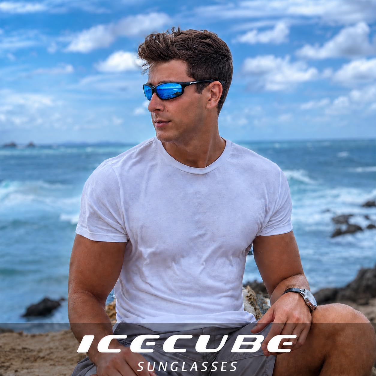 ICECUBE SPORTECH Occhiali da sole per uomo e donna: protezione UV400, montatura leggera, occhiali da sole sportivi per baseball, golf, caccia, corsa, guida, bicicletta, arrampicata e occhiali da tiro