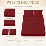 RV Short King Sheets 70" x 80" - 4 Piece Bed Set for Campers - Luxury Soft Sheet Set With 8-12" Deep Fitted Sheet (Burgundy)
