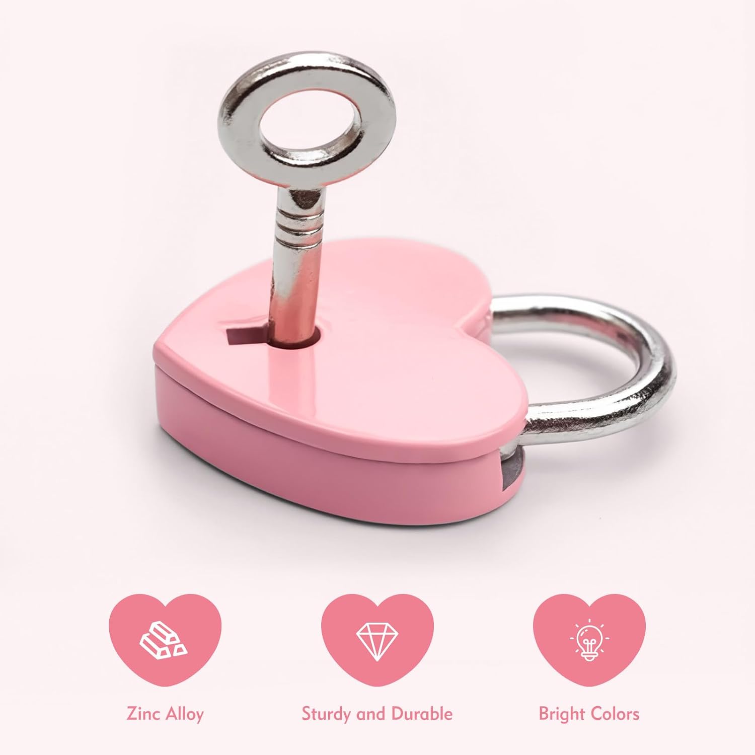 4Pcs Multicolor Mini Heart Locks, Sturdy and Durable Heart Shaped Lock, Cute Diary Lock and Key Set for Schoolbag, Jewelry Box, Suitcase