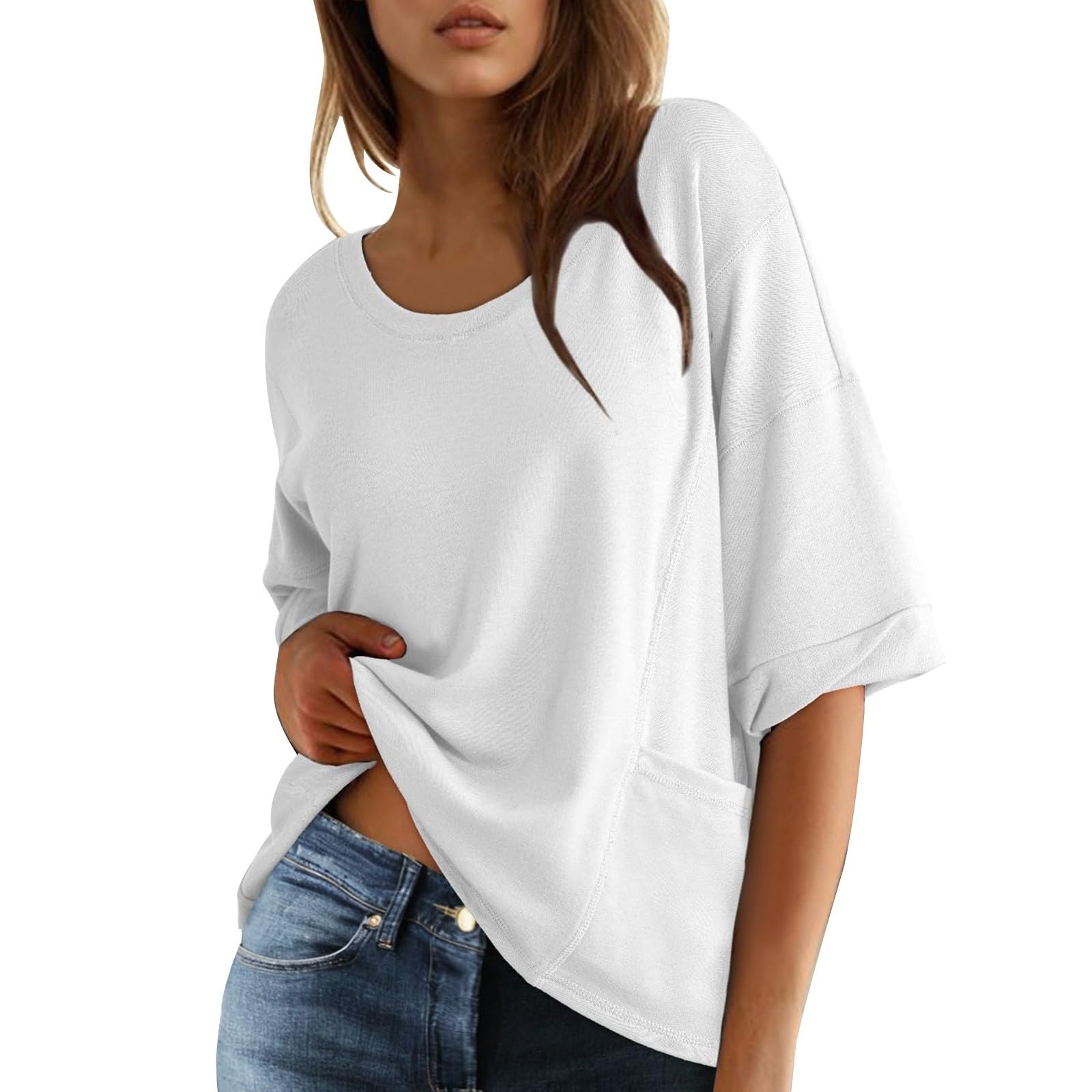 Maglietta Donna Lino Manica 3/4 Girocollo – Basic Elegante Comfort