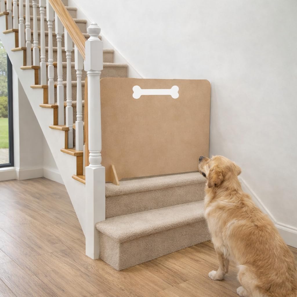 Woodica Natural Portable Wooden Dog Gate – Freestanding No-Drill Pet Barrier For Stairs & Doorways, Indoor Safety Gate For Puppies & All Breeds, Foldable & Easy Move Design (60Cm (H) X 85Cm (W))