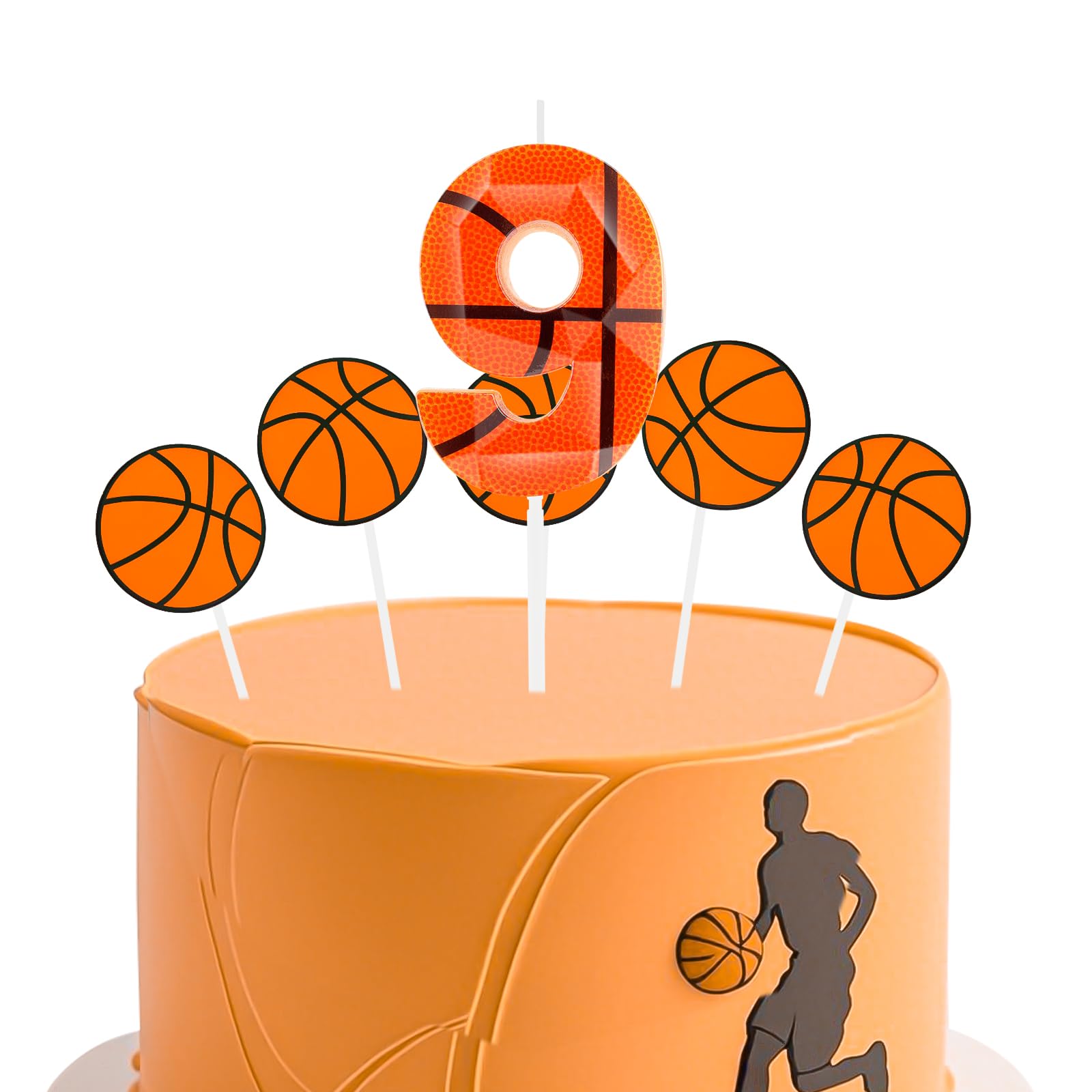 9th Birthday Candle Basketball 3D Designed Number 9 Candles Cake Topper Decorations Happy Birthday Candle for Girls Boy Anniversary Athletes Sports Celebrations Party Supplies