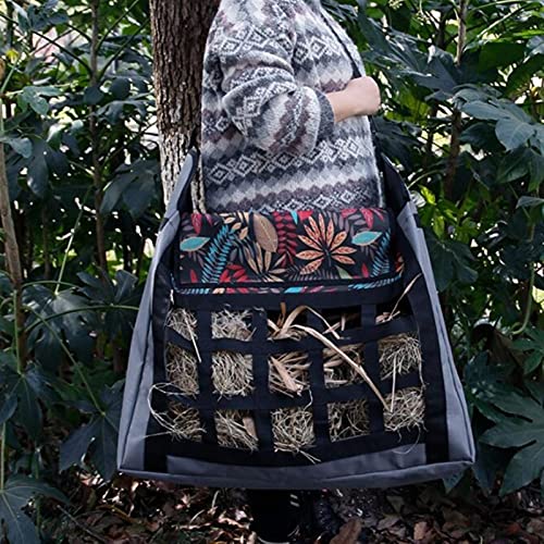 Paardenhooi opbergtas opknoping hay draagtas met verstelbare riem trage feeder tas Hooivoerzak (Color : Black) - Image 7