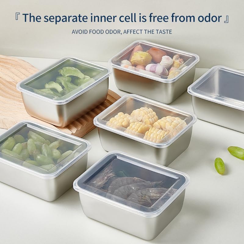 Image of Stainless Steel Small Food Storage Containers with Leak Proof Clear Lids | Food Serving and baking Steel Kitchen Storage Box Set for Lunch, Fridge & Meal Prep (Pack of 6)