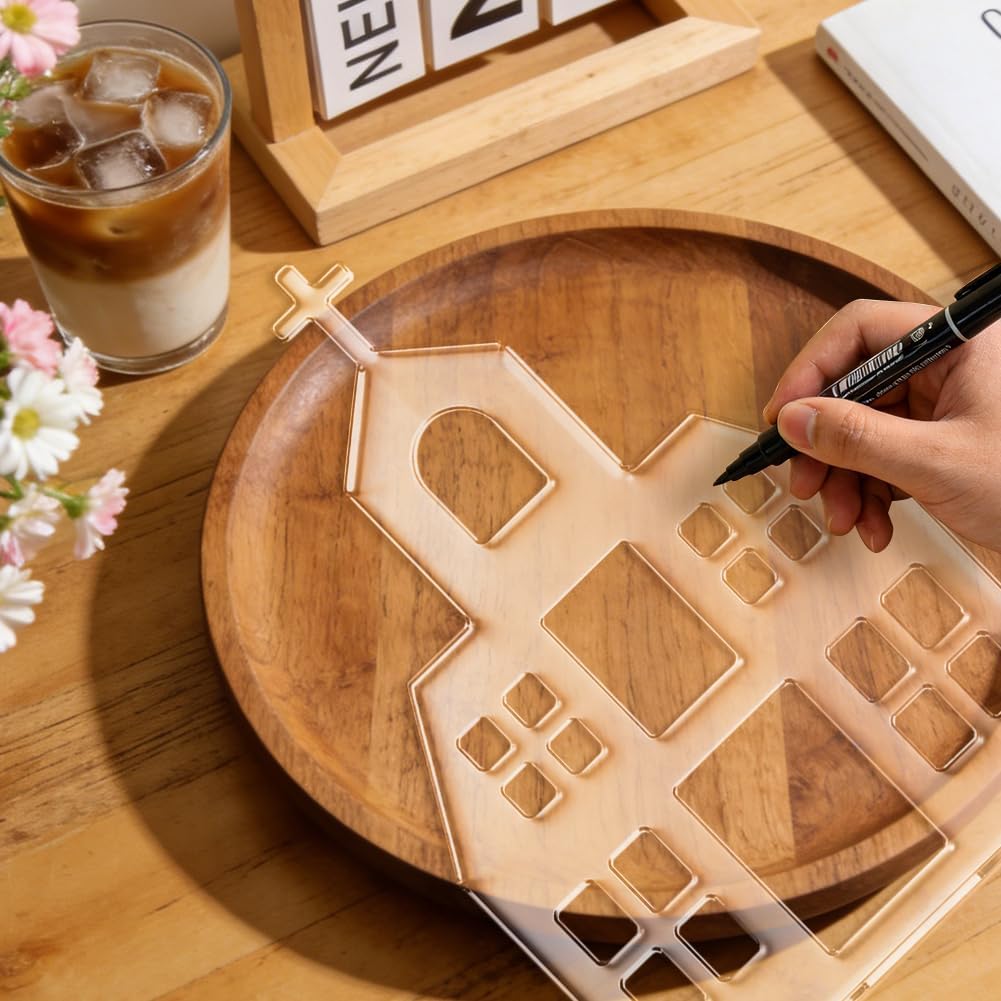 Farmhouse Router Template Vintage Acrylic Template for Home Decor Woodworking Drawing Inlay Templates Clear 15 x 9.4inch