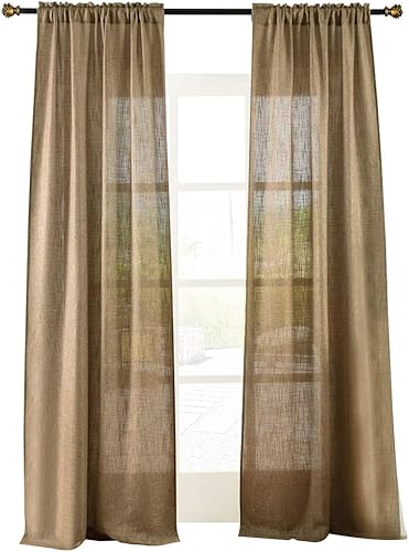 Valea Home cortina de yute suave con ojales para ventana, color natural, para sala de estar y puerta del patio, 37" x 84", 1 panel
