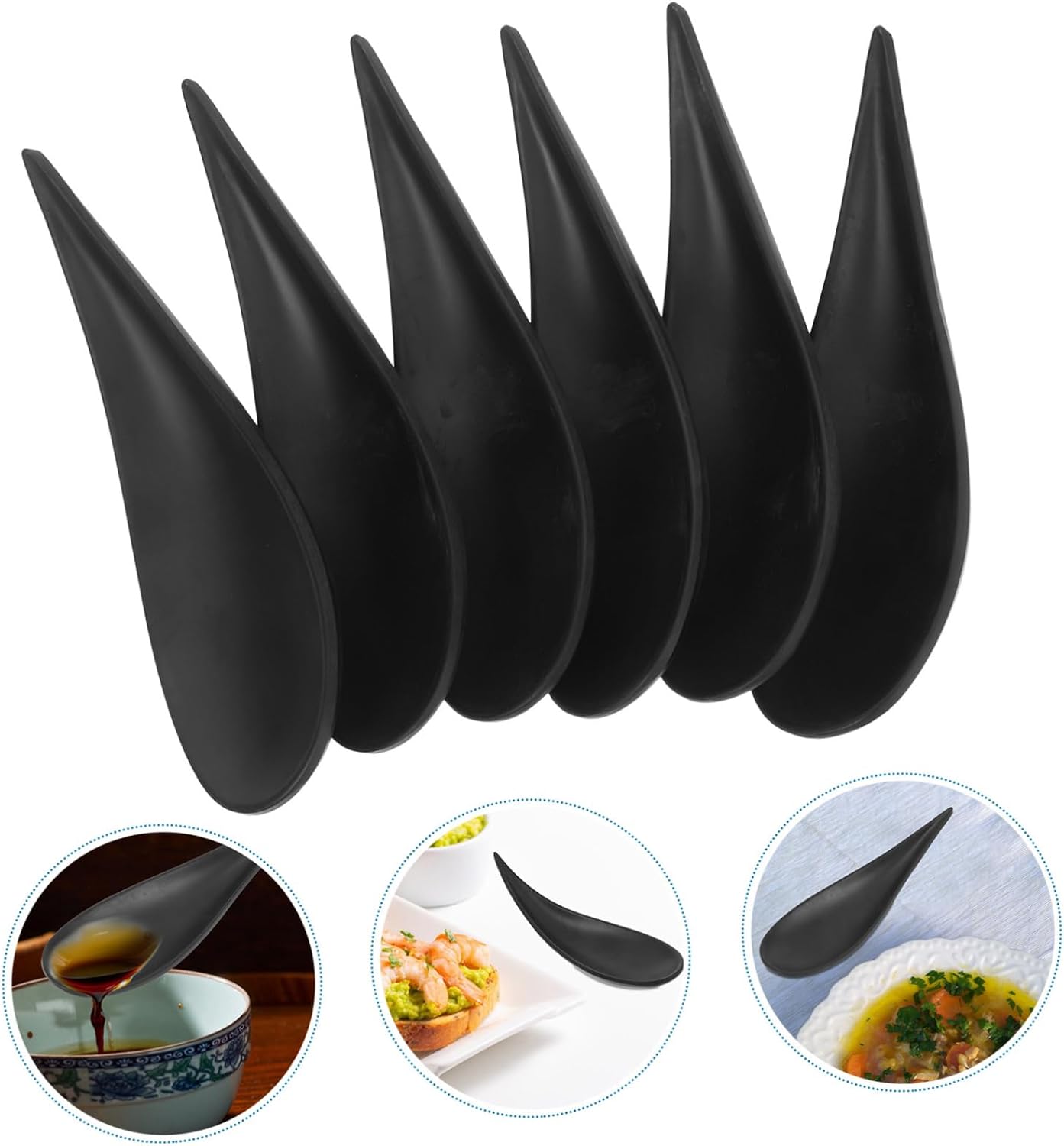 6pcs Tear Drop Dessert Spoons Multi-function Dessert Spoons for Appetizer Pudding
