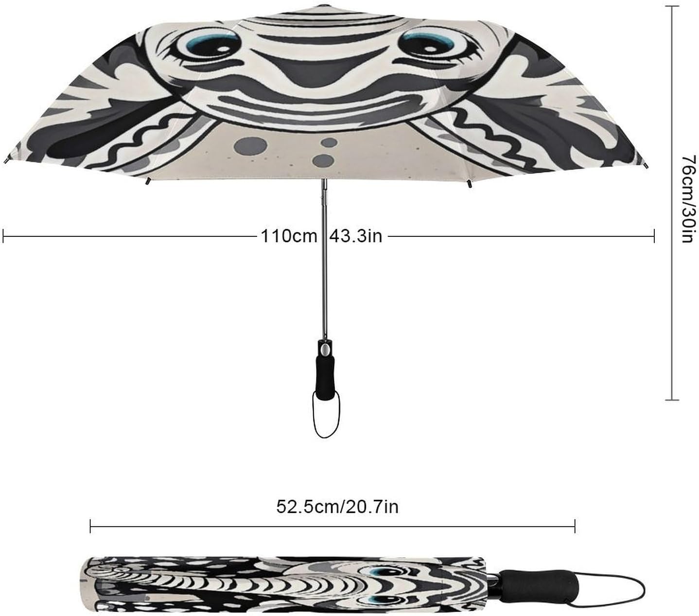 Black And White Elephant Golf Umbrellas-2 Fold Automatic,Windproof Umbrella with Portable,Strong,Folding Umbrella for Women Men