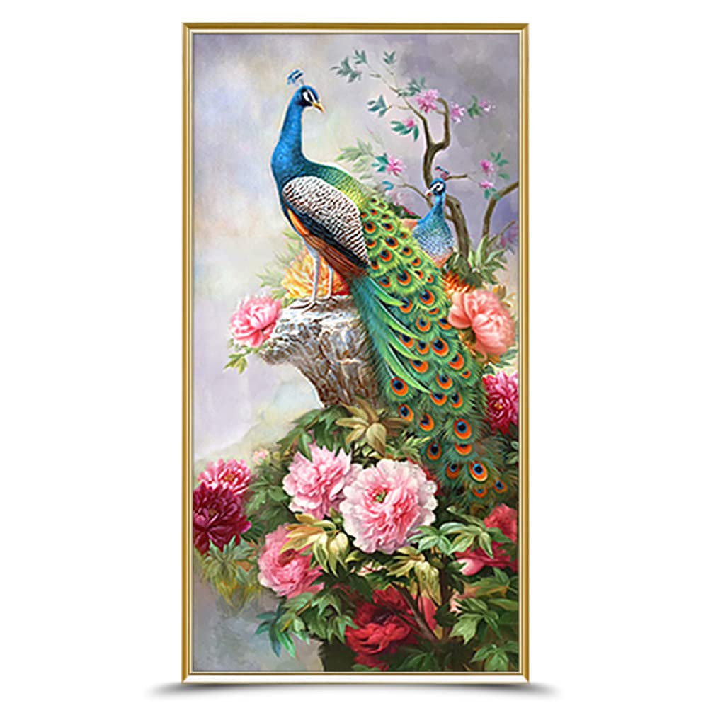 Hand-Painted peocock Painting on Canvas wall art, /Oriental retro
