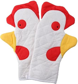 Funny Rooster Oven Mitt, Rooster Trim Oven Mitts,Washable Cute Oven Mitts for Baking Cooking
