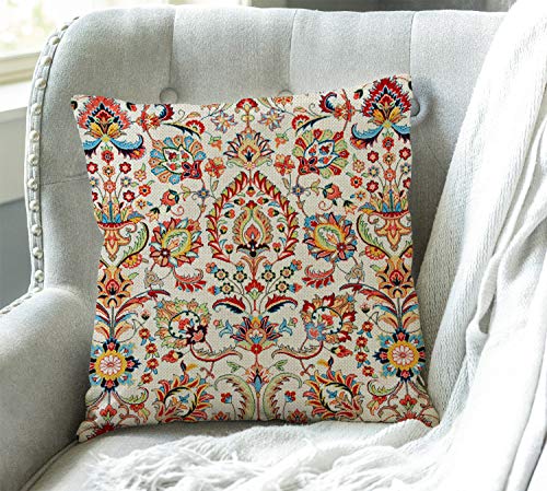 Decorative Abstract Colorful Throw Pillow Cover,Geometric Floral Pattern Pillow Case, Ethnic Fabric Print Decorative Pillow Cases Home Decor Square 18X18 Inches Pillowcases #TOP22
