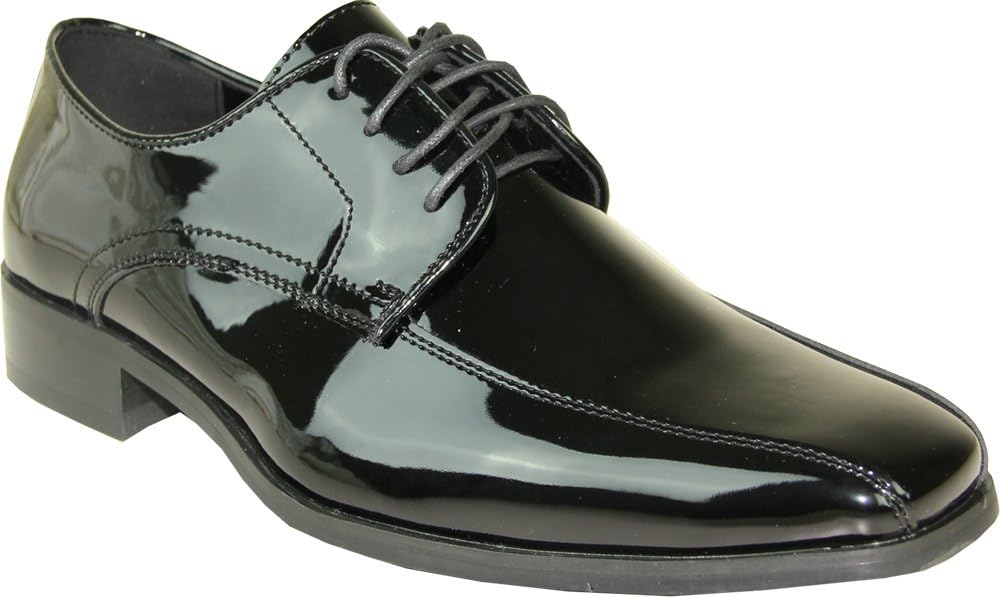VANGELO Men Tuxedo Shoe TUX-5 Fashion Square Toe for Wedding Formal Event Black Patent 16W