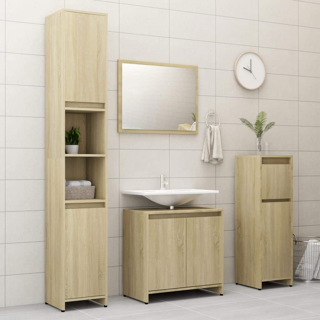 SKM Armoire de Salle de Bain Chêne Sonoma 60x33x58 cm Aggloméré-645