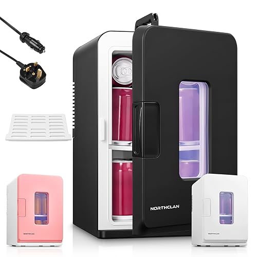 Mini Fridge 15L, 21 Cans Mini Fridges for Bedrooms | AC+12V DC Power Small Fridge for Car, Office, Travel | Max & ECO Mode, Thermoelectric Cooler and Warmer | for Skincare, Beauty, Drinks - Black