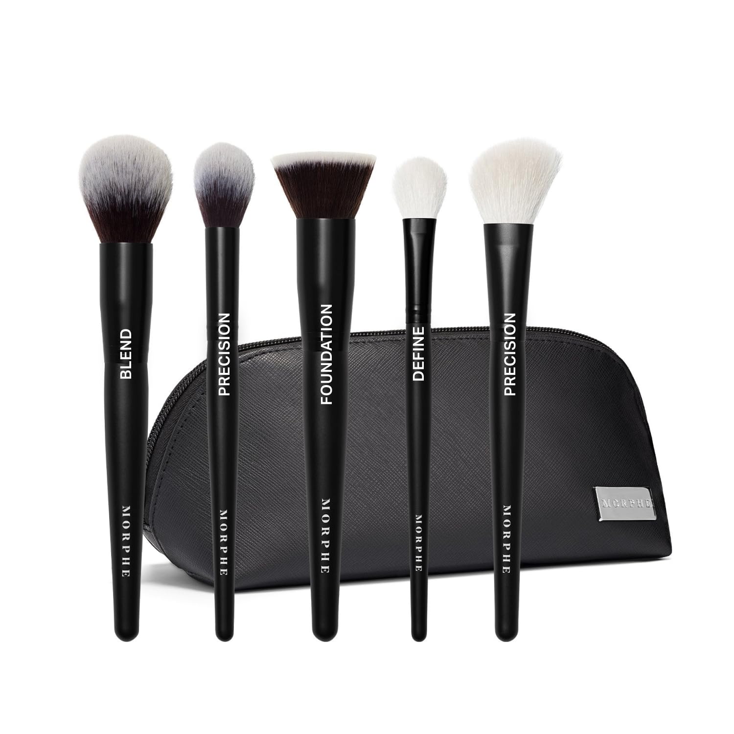 Morphe Face The Beat Makeup Brushes - 5 Piece Makeup Brush Set with Foundation, Blush, Contour & Blending Brushes - Made with Synthetic Bristles & Includes Makeup Brush Case (5 Count) - Image 1 of 8