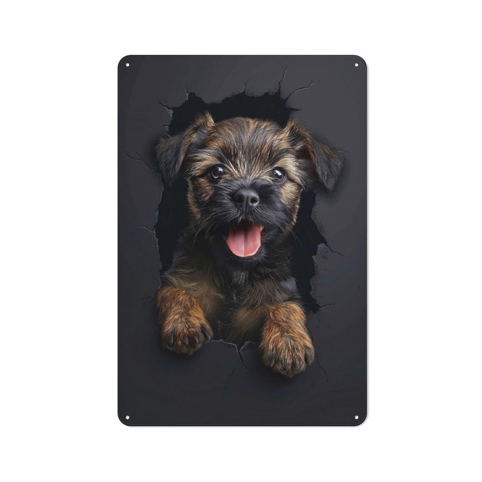 Border Terrier(2) Metal Wall Art Sign 30x20cm, Vintage Old Style Wall Plaque for Living Room, Hallway, Kitchen Or Cafe