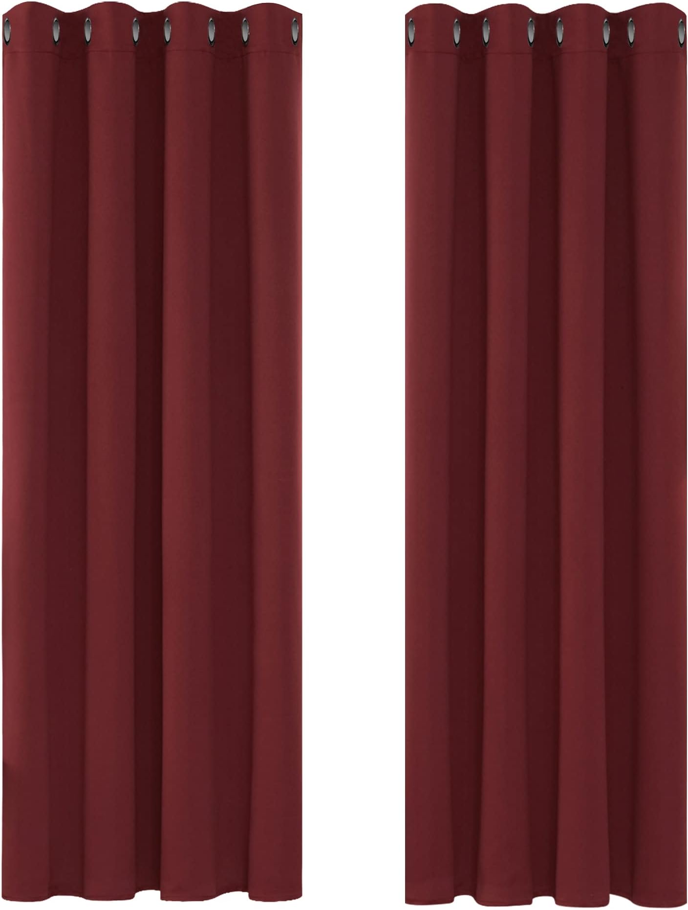 Deconovo Christmas Decoration Blackout Curtains Red Thermal Insulated Eyelet Blackout Curtains 46 x 72 Inch Red One Pair