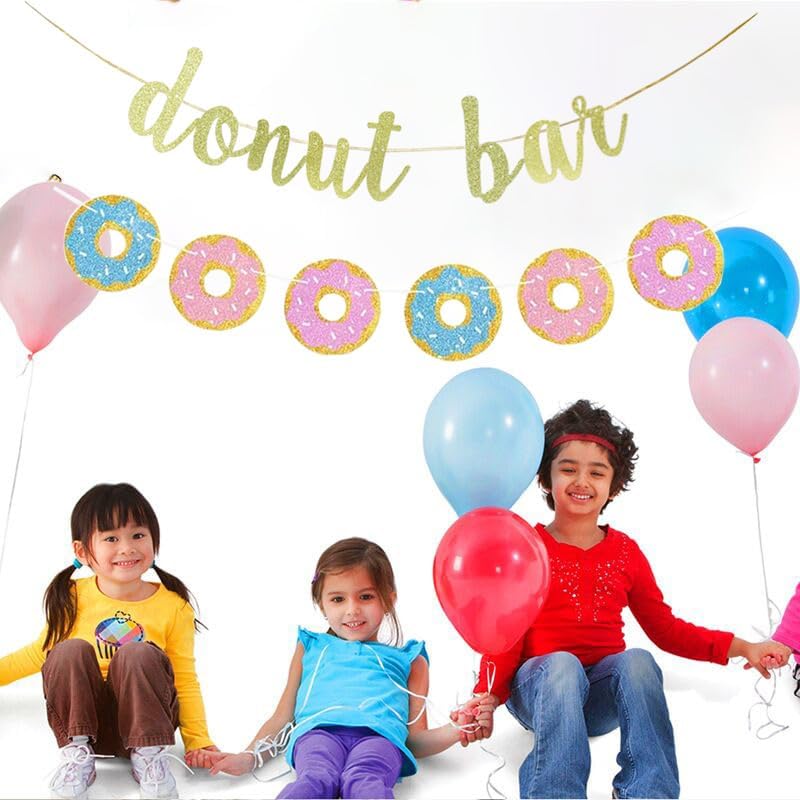 Miniatura 5 de KUNGOON Cartel de barra de dona, cartel de fiesta de cumpleaños de baby shower, decoración de cumpleaños para niñosniños, letrero de fiesta de