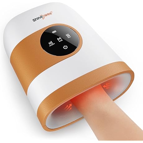 SHINE WELL Hand Massager – Cordless, Handheld with Heat and Compression