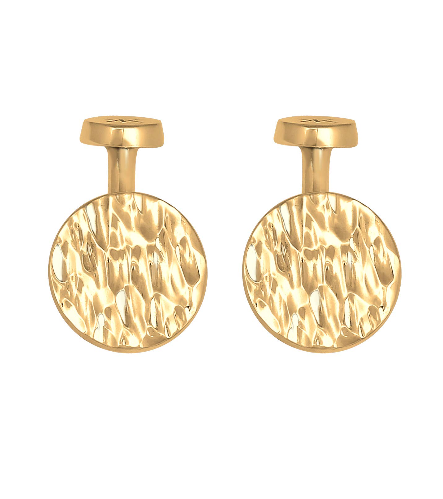 Kuzzoi - Gemelli da uomo in argento Sterling 925 martellato, placcati in oro
