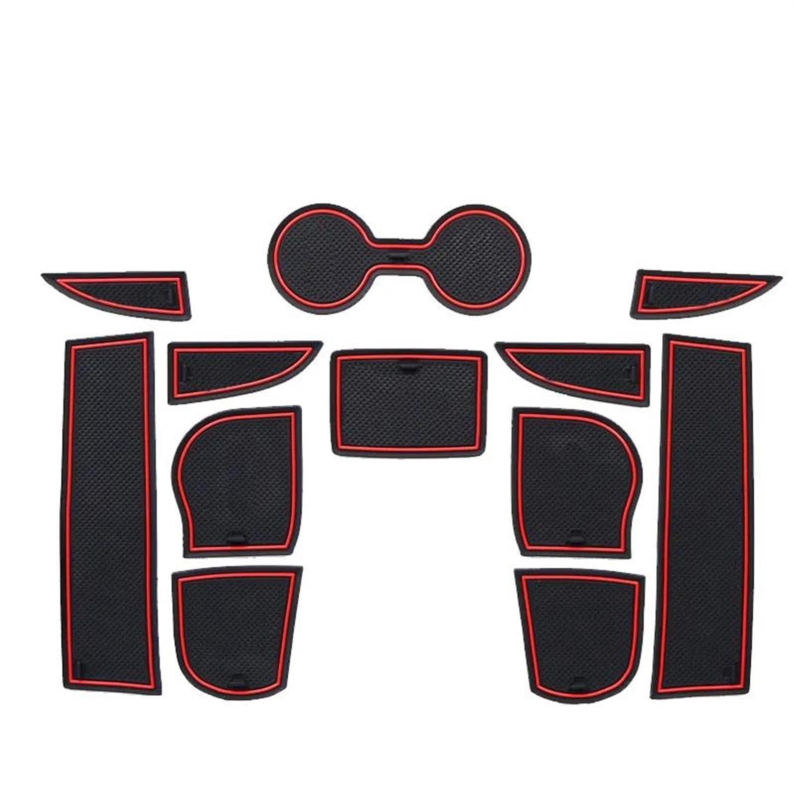 binnen deur Auto-interieur Rubber Antislip Mat Deur Slot Pad Water Cup Kussen Accessoires Voor Mazda CX-3 DK 2015-2022 (Color : Rood