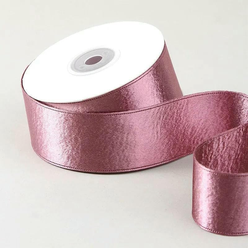 Nastro di raso di velluto lucido argentato bifacciale con bordo decorato per copricapi fai da te, fiori freschi, imballaggi - Viola pastello - 38 mm (50 iarde)