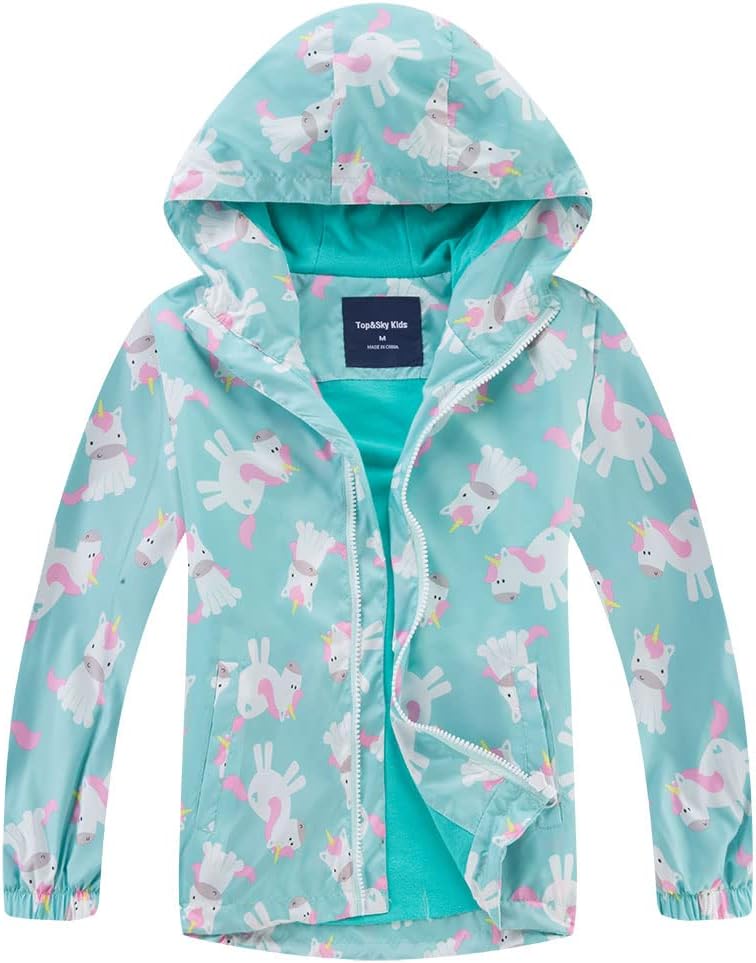 Kids Boy Raincoat Jackets LightWeight Waterproof Zip Hooded Windbreakers (Blue-G022-thin, 7-8 Years)