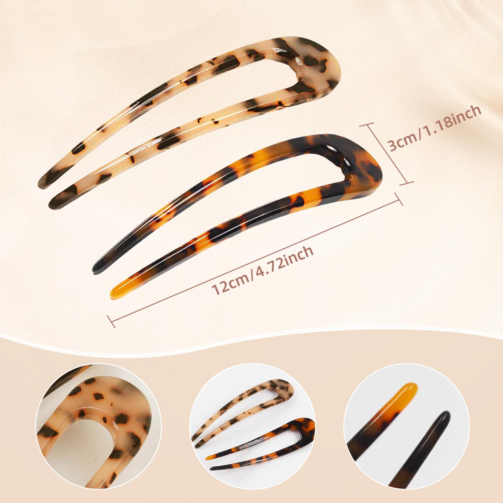 Metal Floret Hair Clips 2 Pack Hair Pins for Thick Hair Tortoiseshell Cocoa Camila Paris CP1592 French Hair Barrette Pin Clips for Girls  main image 4