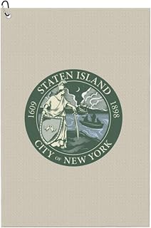 BASRETY Flag of Borough of Staten Island Golf Towel with Carabiner Clip for Golf Bag 24" X 16" Golf Towels Waffle Funny Pattern Golf Accessories