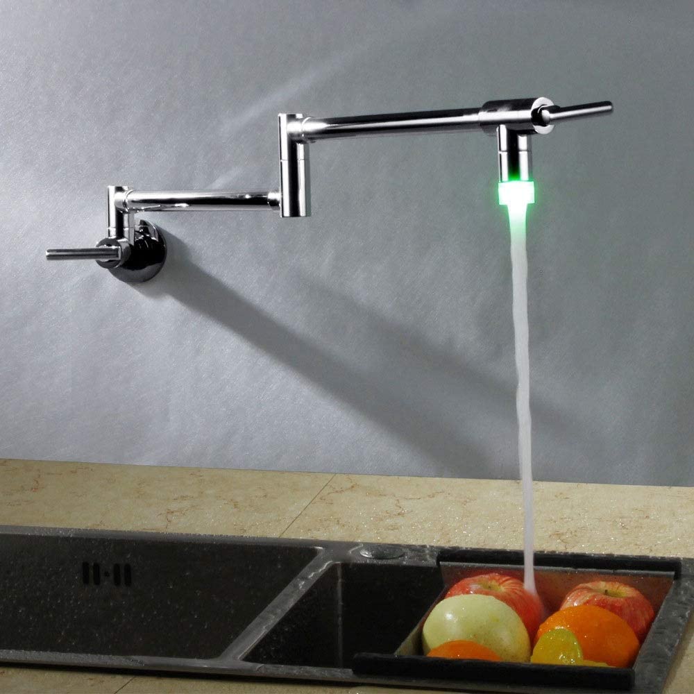 Grifos de Cocina Grifo (Agua) Grifo ； Grifo ； Grifo LED Grifo de Cocina Monomando montado en la Pared Totalmente de Cobre Monomando Universal Plegable Caliente y frío (rociado de Agua)