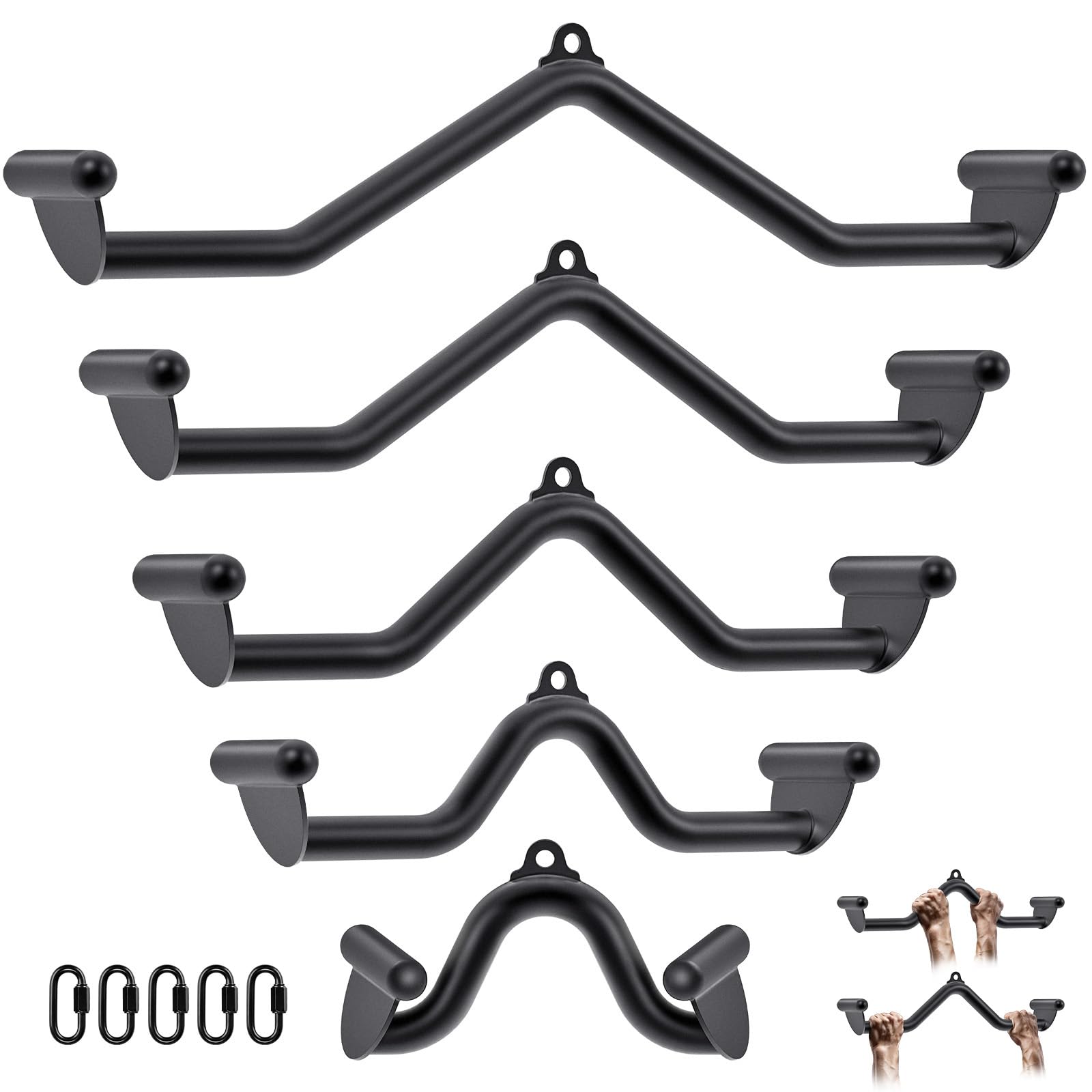 Kipika LAT Pull Down Bars Cable Machine Attachment, Rowing T-bar V-bar Set, Back Strength Training Handle Grips for Cable Machine Rowing Machine, 12" 20" 24" 28" 32" Five Sizes