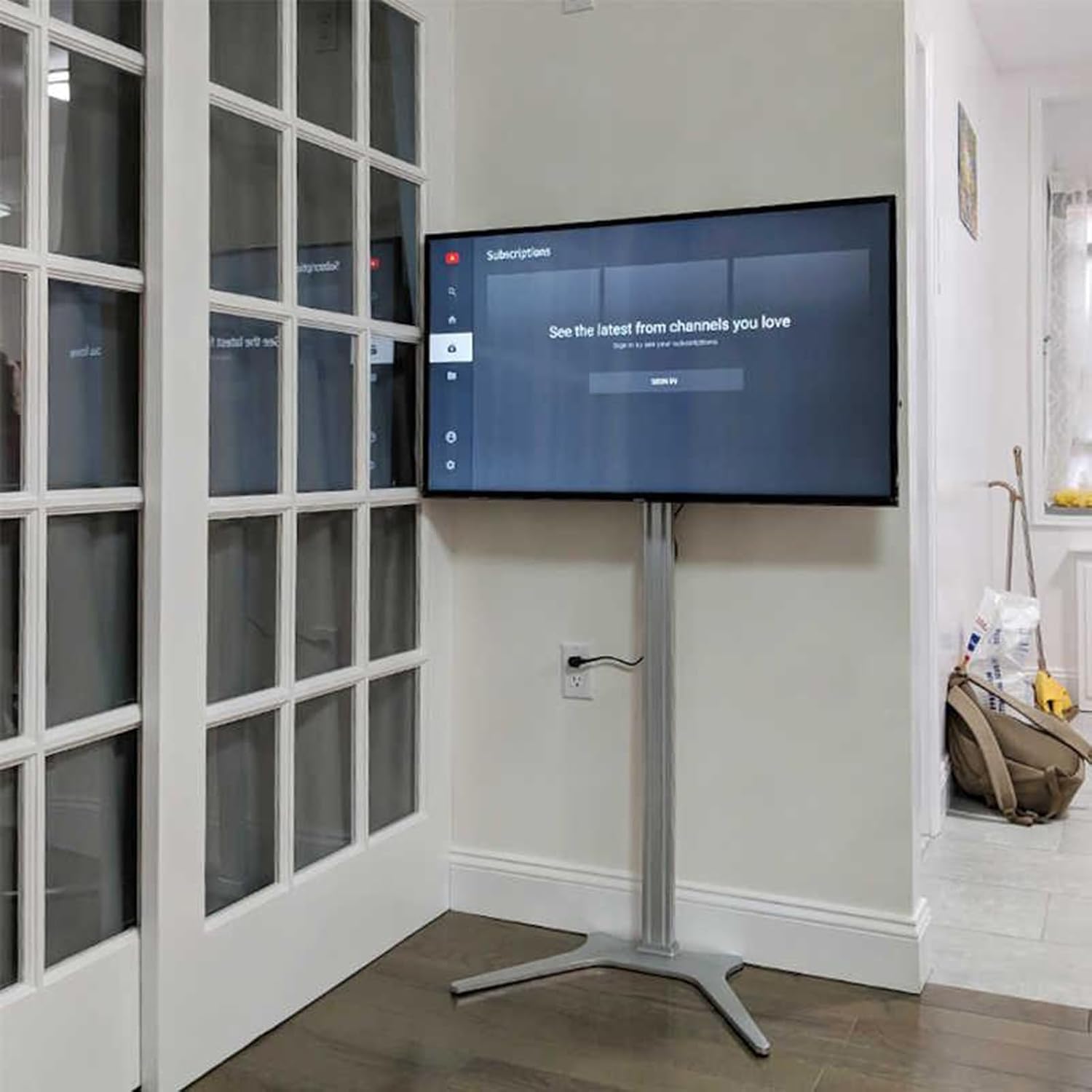 Increased Height Advertising Tv Floor Standing Mount Bracket, No Drilling Required, Invisible Mobile Stand, Fits 32-60 Inch Tvs,1.2m