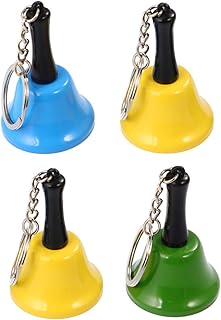 STOBOK 4 Stück Weihnachtshandglocke Mini Metall Handglocke mit Schlüsselkette Dekorative Glocken Pädagogische Spielzeug Ti...